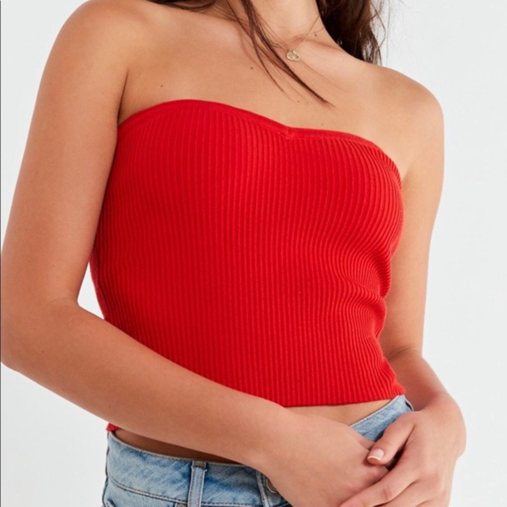 URBAN OUTFITTERS Red Tube Top Ribbed